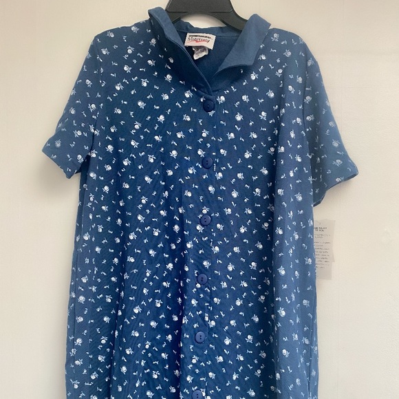 blue floral y2k collared button up dress - Picture 2 of 3